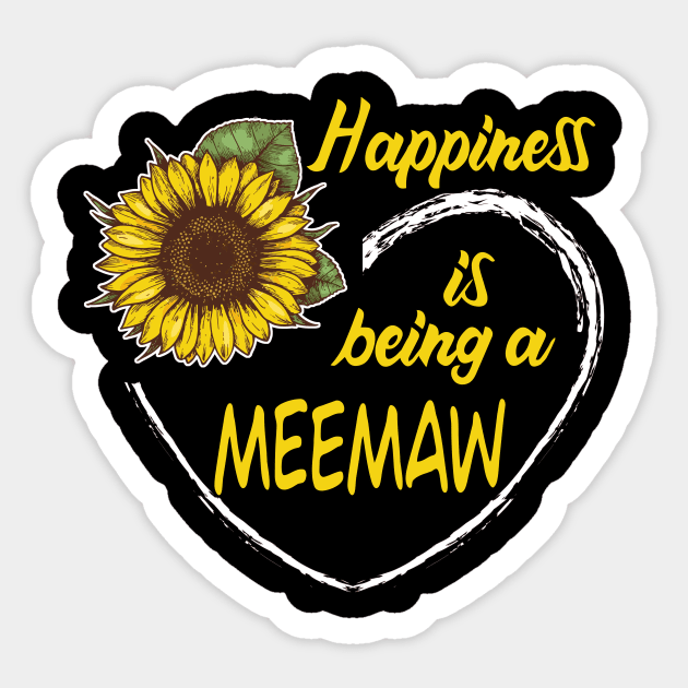 Happiness Is Being A Meemaw Sunflower Heart Sticker by mazurprop